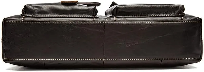 Men Genuine Leather Briefcase Bag Satchel Messenger Bags Leather Laptop Bag Document Totes Computer Bags