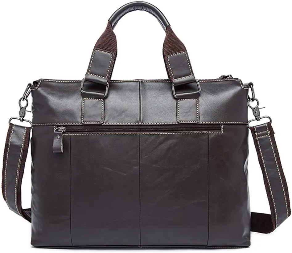 Men Genuine Leather Briefcase Bag Satchel Messenger Bags Leather Laptop Bag Document Totes Computer Bags