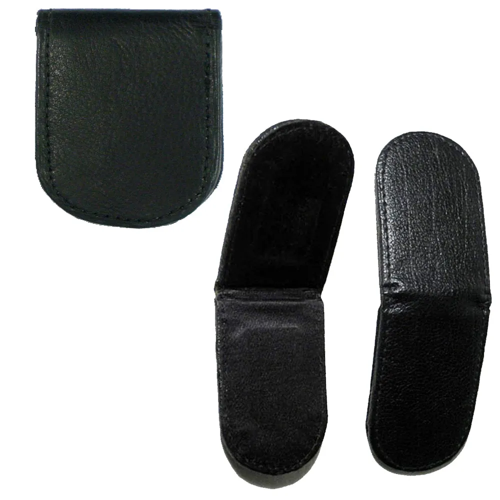 MENS BLACK LEATHER MONEY CLIP MAGNETIC THIN WALLET HOLDER ID CREDIT CARD NEW !