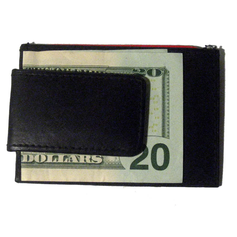 Mens Deluxe Black Leather Magnetic Money Clip Wallet Credit Card Slim ID Holder