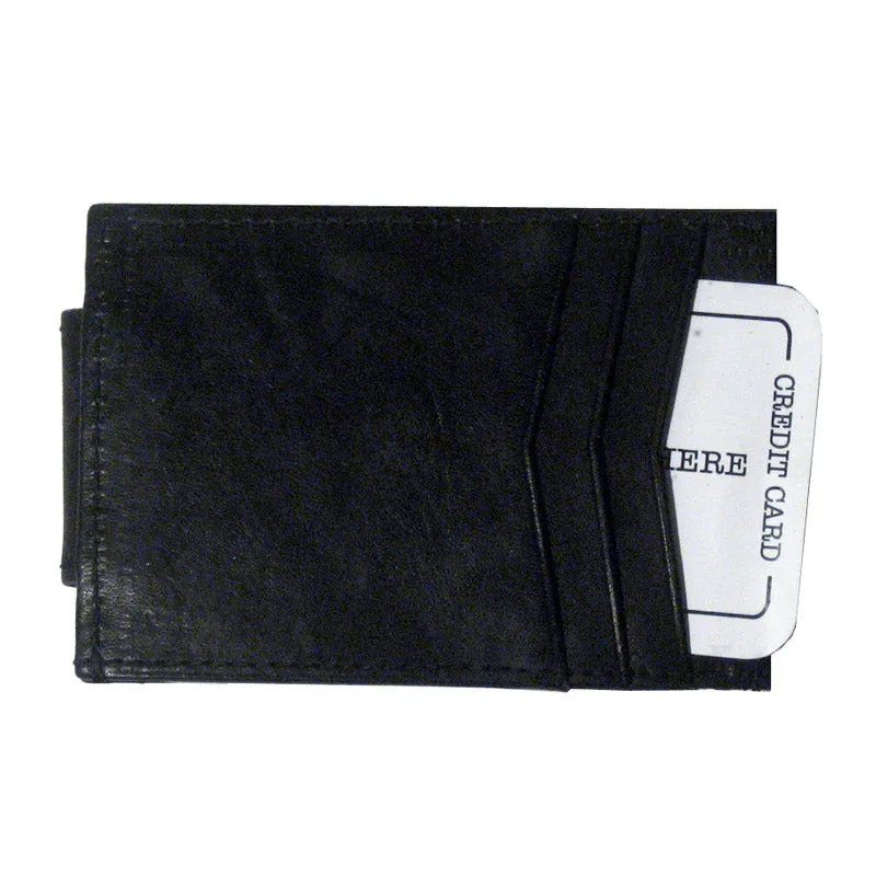 Mens Deluxe Black Leather Magnetic Money Clip Wallet Credit Card Slim ID Holder