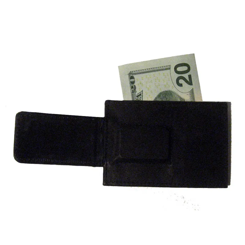 Mens Deluxe Black Leather Magnetic Money Clip Wallet Credit Card Slim ID Holder