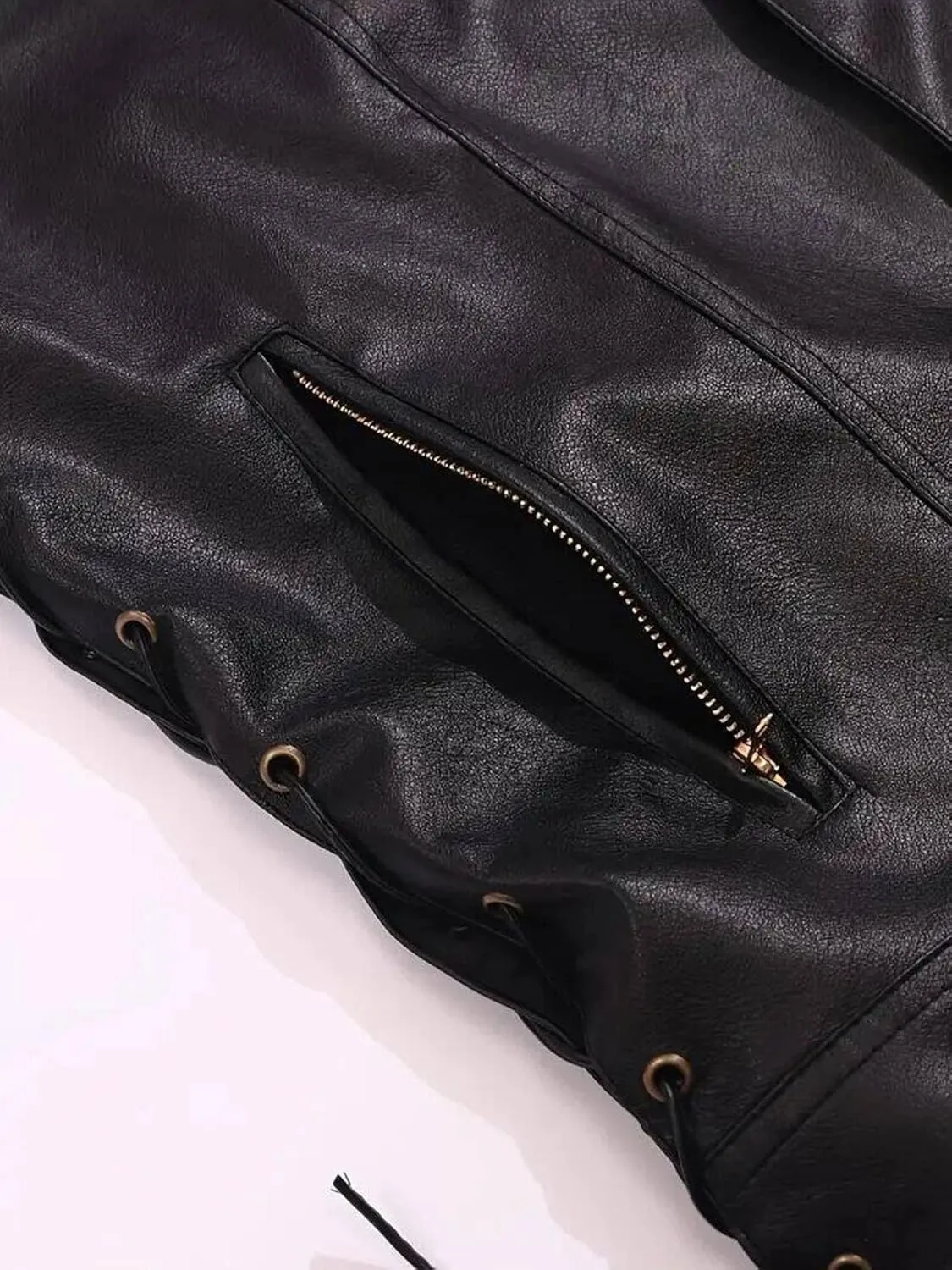 Men`s Faux Leather Vest Adjustable Lace Up Sides Motorcycle Biker Sleeveless Jacket Waistcoat