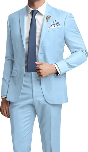 Mens Suits Slim Fit 2 Piece Wedding Prom Tuxedo Classic Blazer Jacket Pants Set