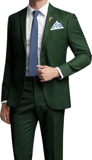 Mens Suits Slim Fit 2 Piece Wedding Prom Tuxedo Classic Blazer Jacket Pants Set