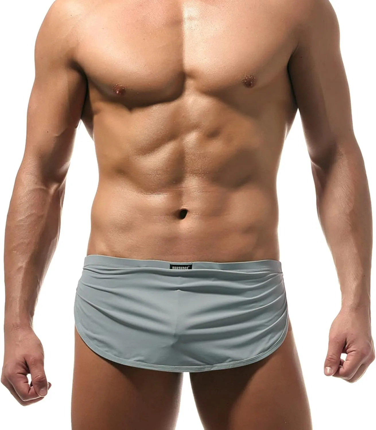 Men's Underwear Covered Waistband Boxer Briefs Low Waist Side Split Underpants Comfortable Soft Quick Dry Underwear Trunks