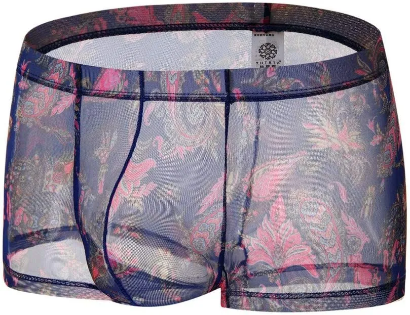 Men's Underwear Covered Waistband Boxer Briefs See Through Support Pouch Panties Comfortable Soft Regular Fit Underwear Trunk