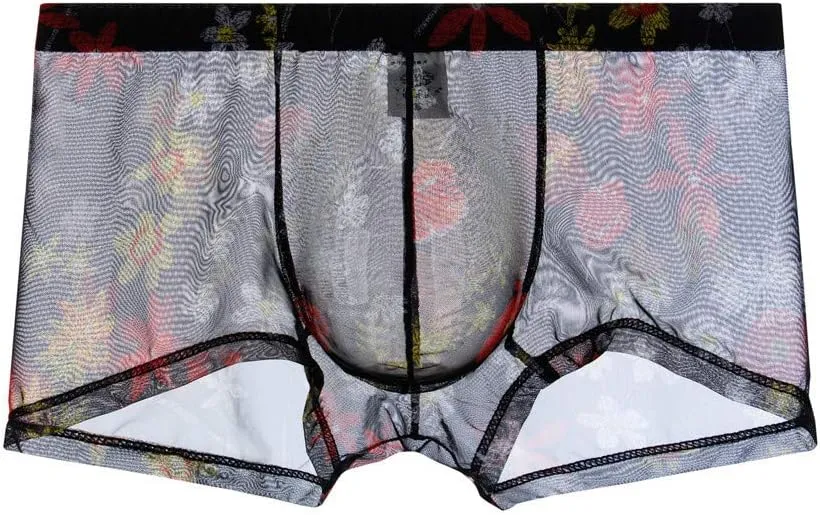 Men's Underwear Covered Waistband Boxer Briefs See Through Support Pouch Panties Comfortable Soft Regular Fit Underwear Trunk
