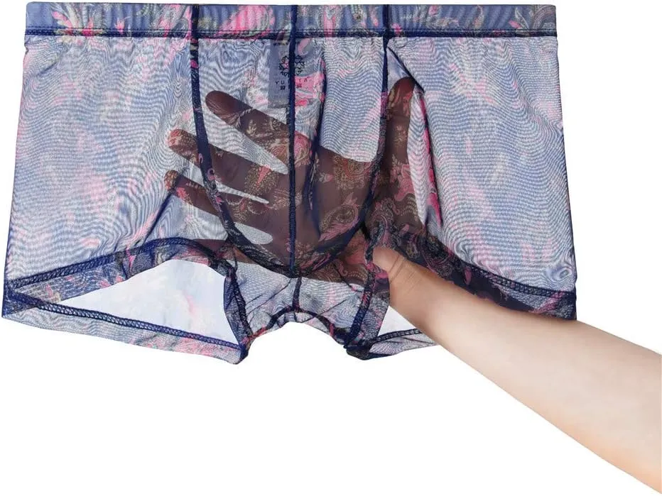 Men's Underwear Covered Waistband Boxer Briefs See Through Support Pouch Panties Comfortable Soft Regular Fit Underwear Trunk