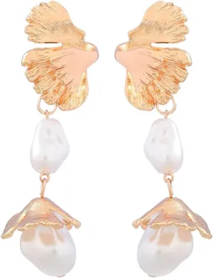 Metal Butterfly Imitation Pearl Flower Geometric Earrings Women's Classic Vintage Dangle Earings Banquet Jewelry Accessories
