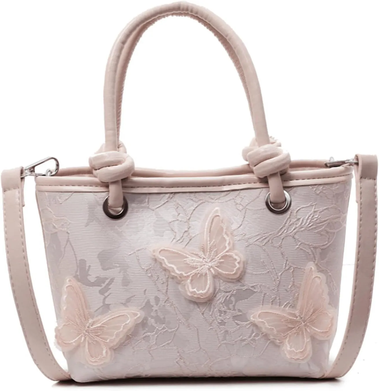 Mini Bucket Bag Embroidery Bucket Purse Vintage Purse Bag Shoulder Crossbody Handbag with Butterfly Knotted