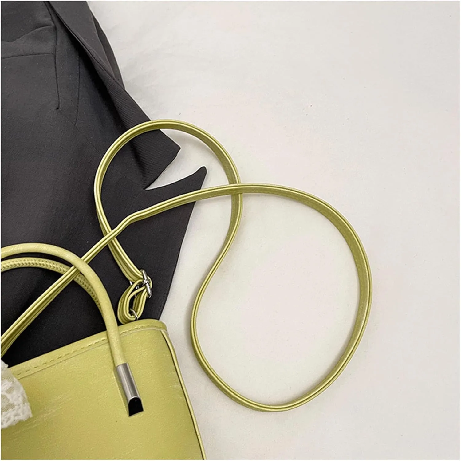 Mini Bucket Bag Vintage Leather Bucket Purse with Lace Bow and Pearl Charm Crossbody Shoulder Handbag
