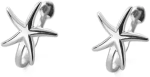 Minimalist Starfish Ear Cuffs Clip On Earrings S925 Sterling Silver Classic Sea Star Huggie Hoop Cartilage Wrap Fake Earring Non Piercing Ear Jewelry Gifts for Women Sensitive Ears
