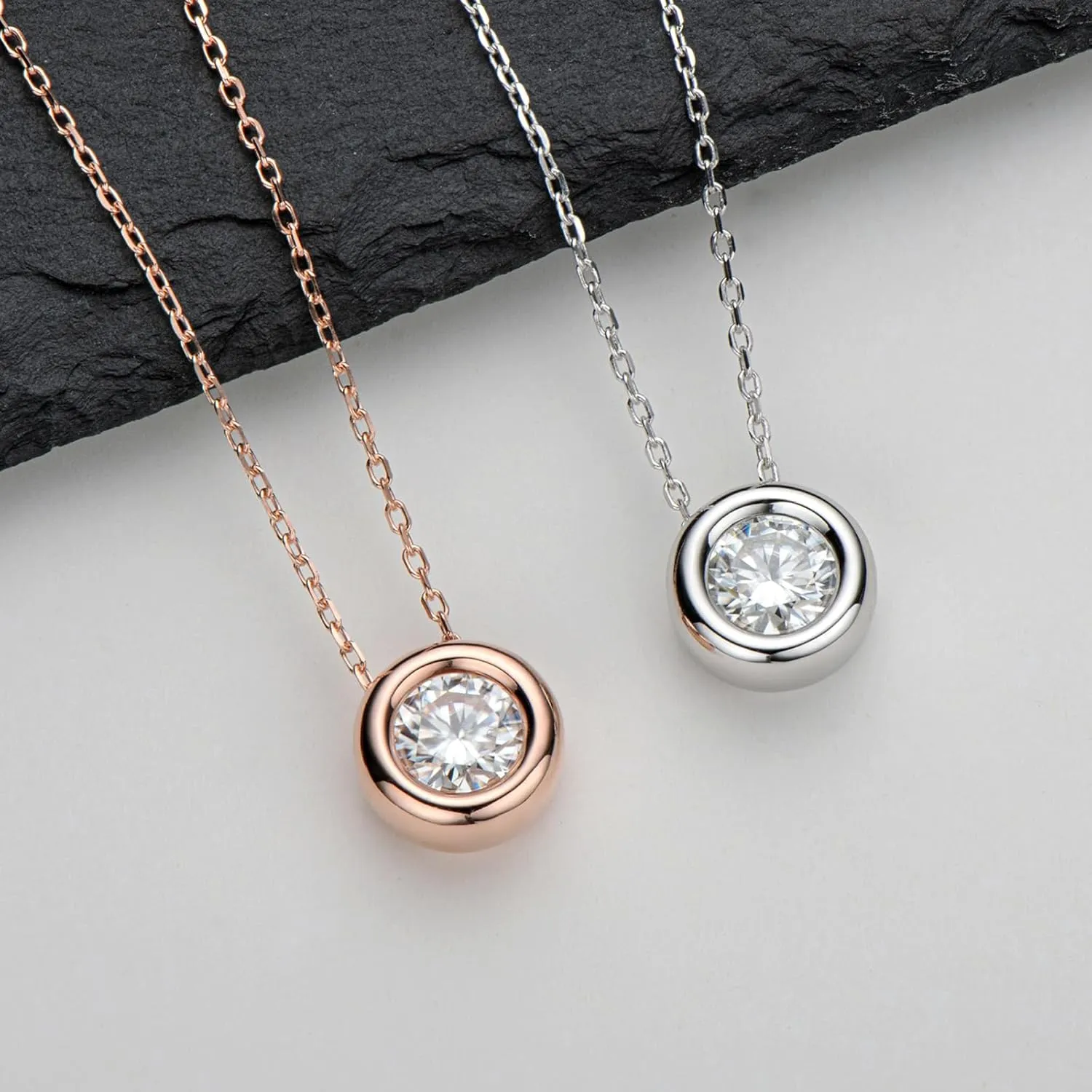 Moissanite Necklaces for Women, 1-3 CT Solitaire Pendant 925 Sterling Silver Jewelry Mother's Day Wedding Gifts for Her
