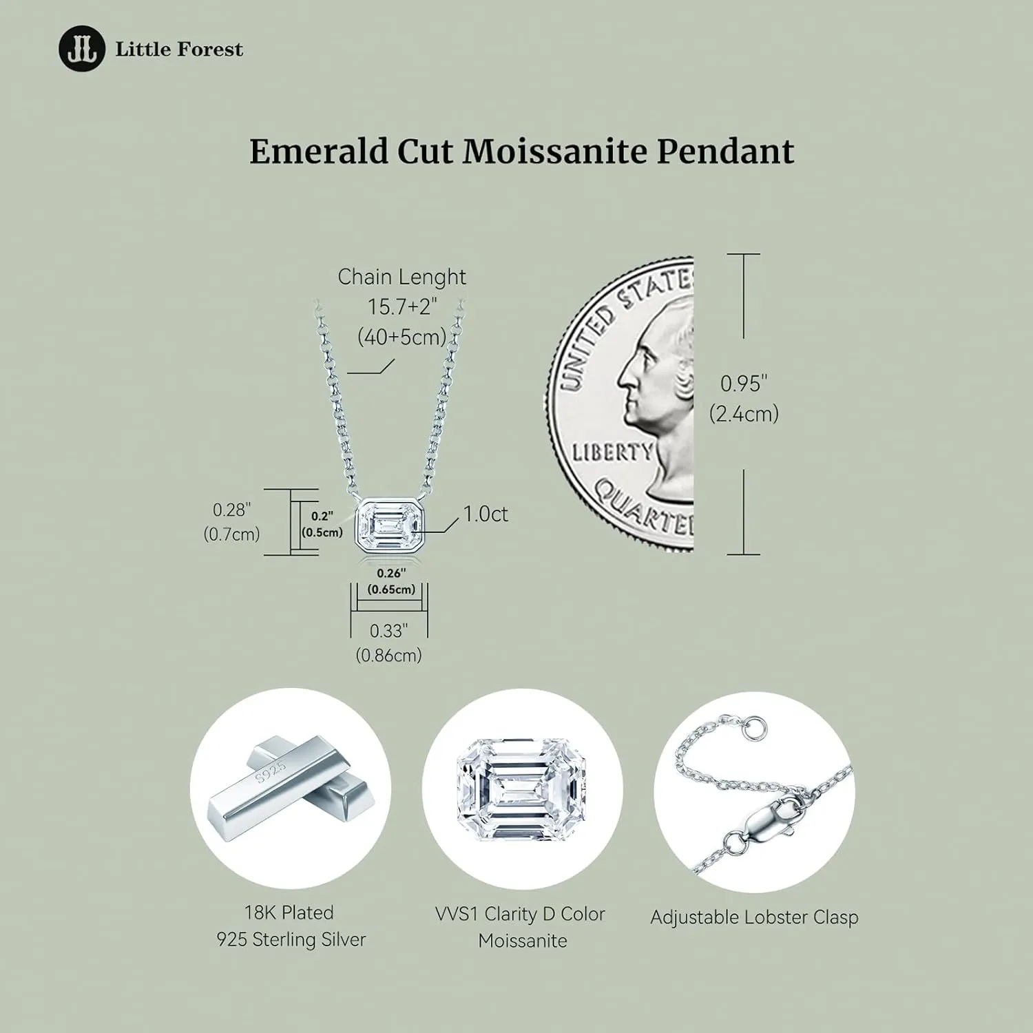 Moissanite Necklaces for Women, 1-3 CT Solitaire Pendant 925 Sterling Silver Jewelry Mother's Day Wedding Gifts for Her