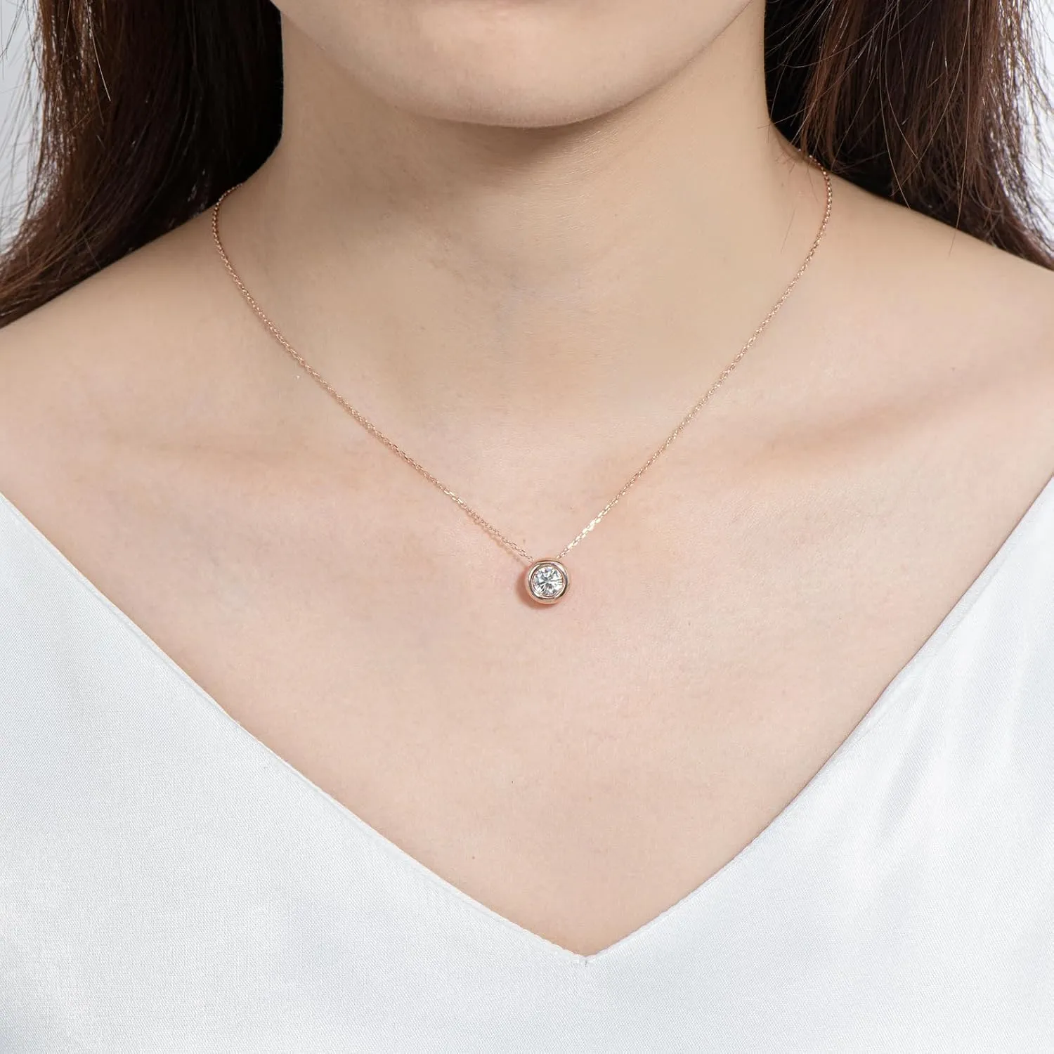 Moissanite Necklaces for Women, 1-3 CT Solitaire Pendant 925 Sterling Silver Jewelry Mother's Day Wedding Gifts for Her