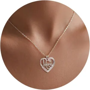 Moodear Mothers Day Gifts Mama Pendant Necklaces for Women - Dainty Small 18K Gold Plated Mom Necklace Non Tarnish Gift for Mom,New Mom Trendy
