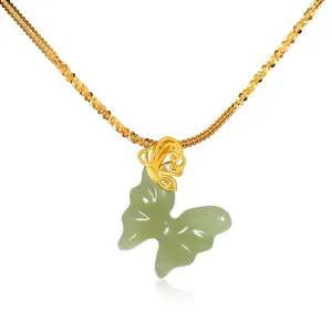 MRW butterfly Necklaces for Women 925 Sterling Silver Gold Plated Jade Jewelry For Women