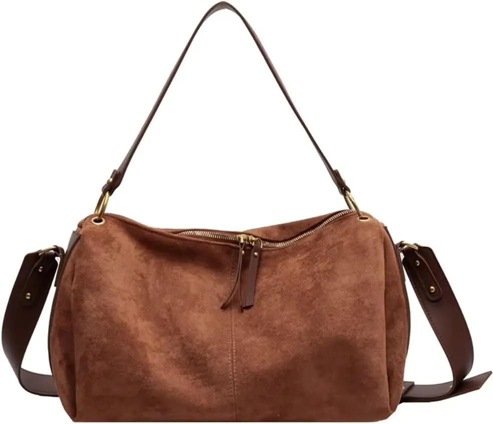 Mudono Handbags for Women Soft Suede Shoulder Tote Bag Casual Hobo Crossbody Purse Vintage Spacious Top Handle Satchel Bags