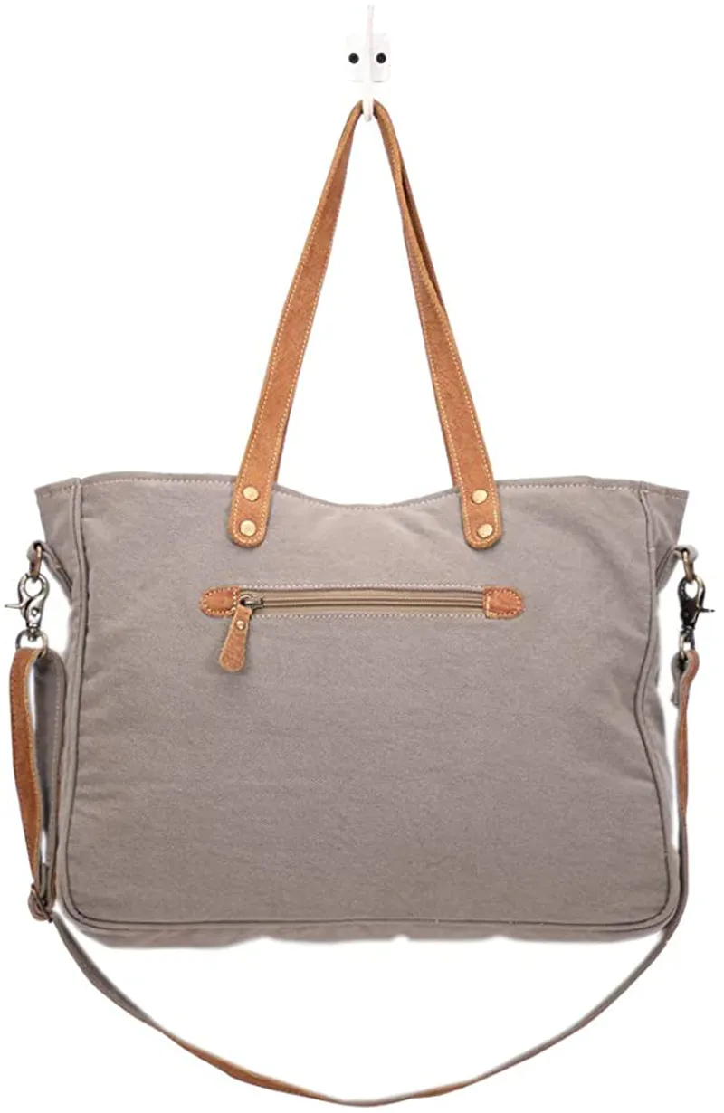 *Myra Bag Abridge Upcycled Canvas & Cowhide Weekender Bag S-1518*
