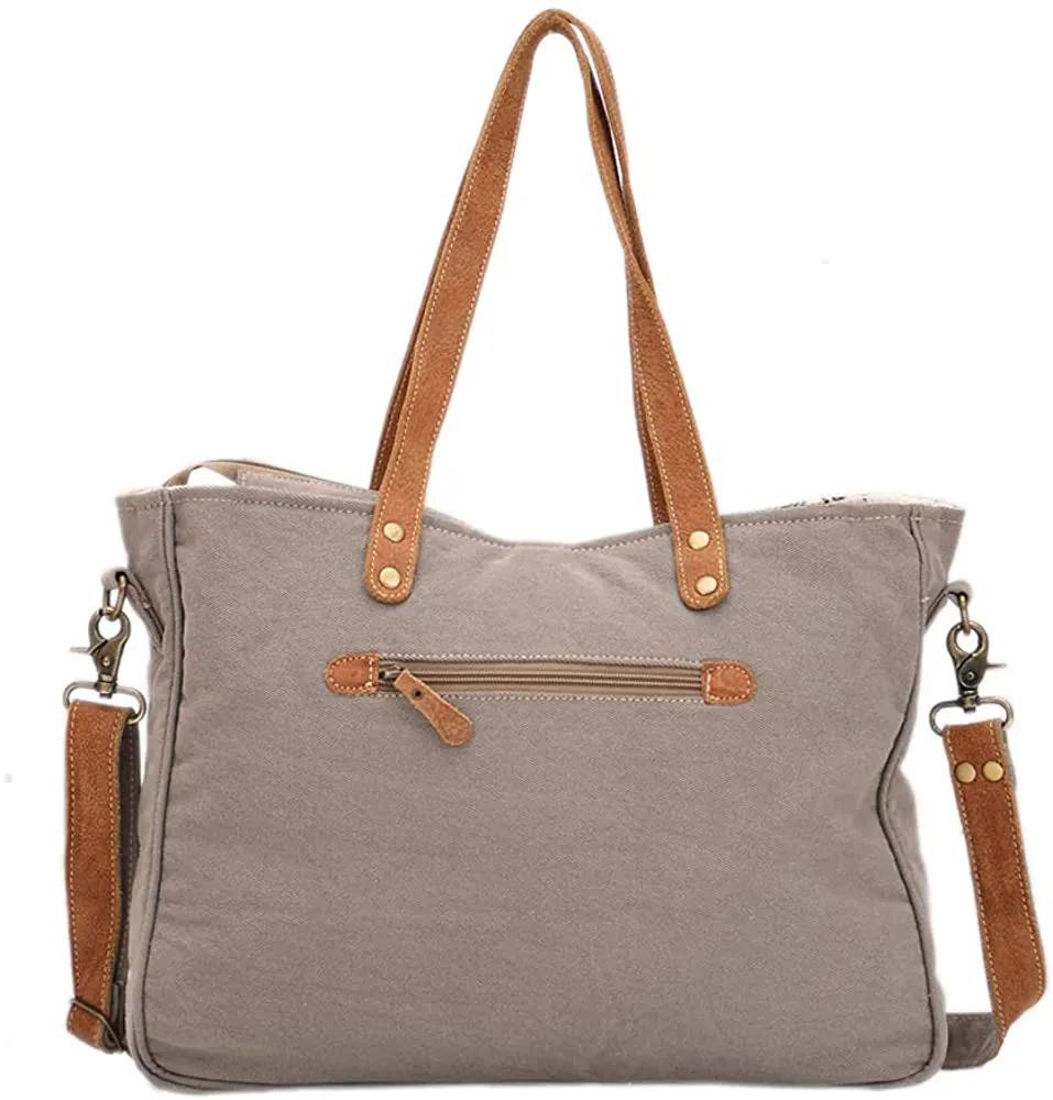 *Myra Bag Abridge Upcycled Canvas & Cowhide Weekender Bag S-1518*