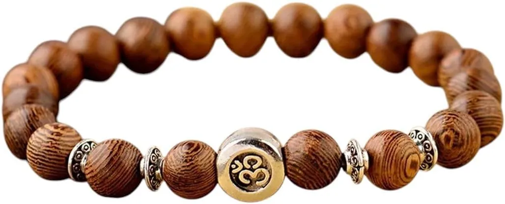 New Classic Om Buddhist 8Mm Wood Beads Bracelet Men Ethinc Tibetan Mala Prayer Bracelet Yoga for Women