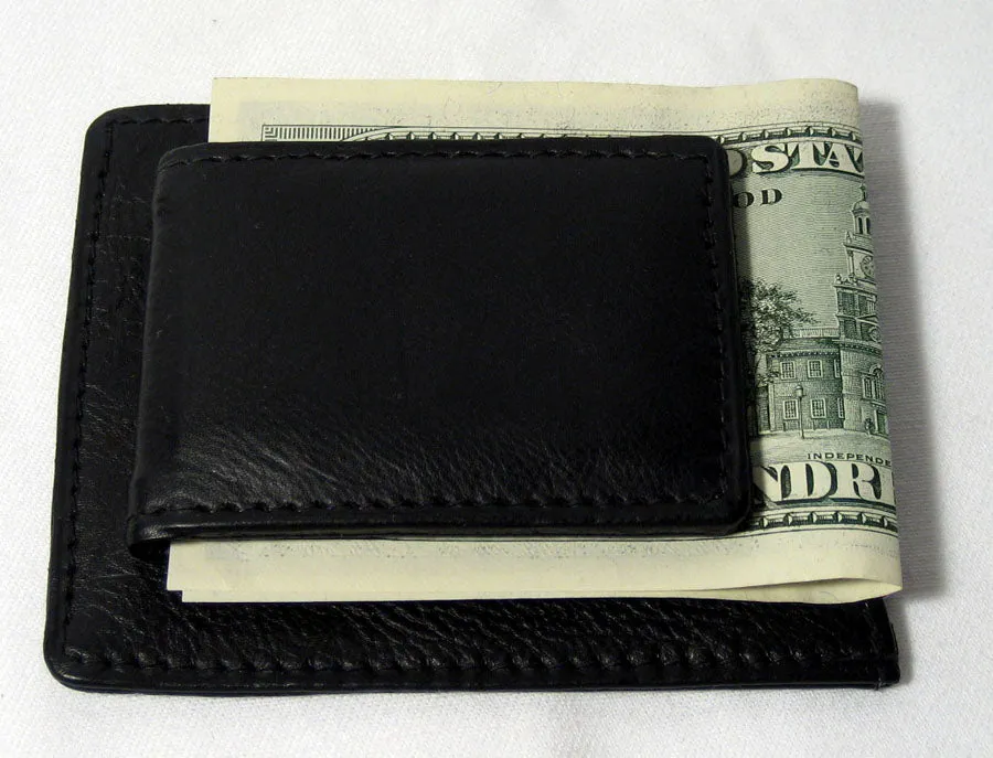 New Mens Genuine Leather Thin Money Clip Slim Wallet Money Credit Card ID Holder