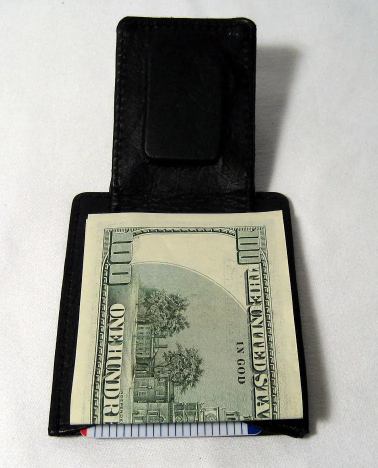 New Mens Genuine Leather Thin Money Clip Slim Wallet Money Credit Card ID Holder