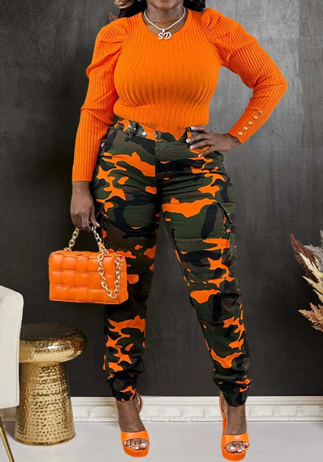 NRTHYE Women Camo Cargo Pants Camouflage Sweatpants Joggers Casual Army Fatigue Pants