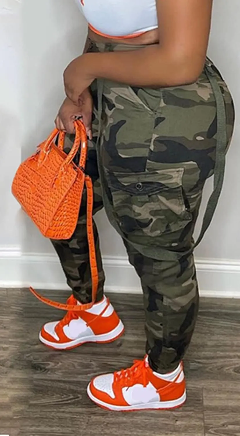 NRTHYE Women Camo Cargo Pants Camouflage Sweatpants Joggers Casual Army Fatigue Pants