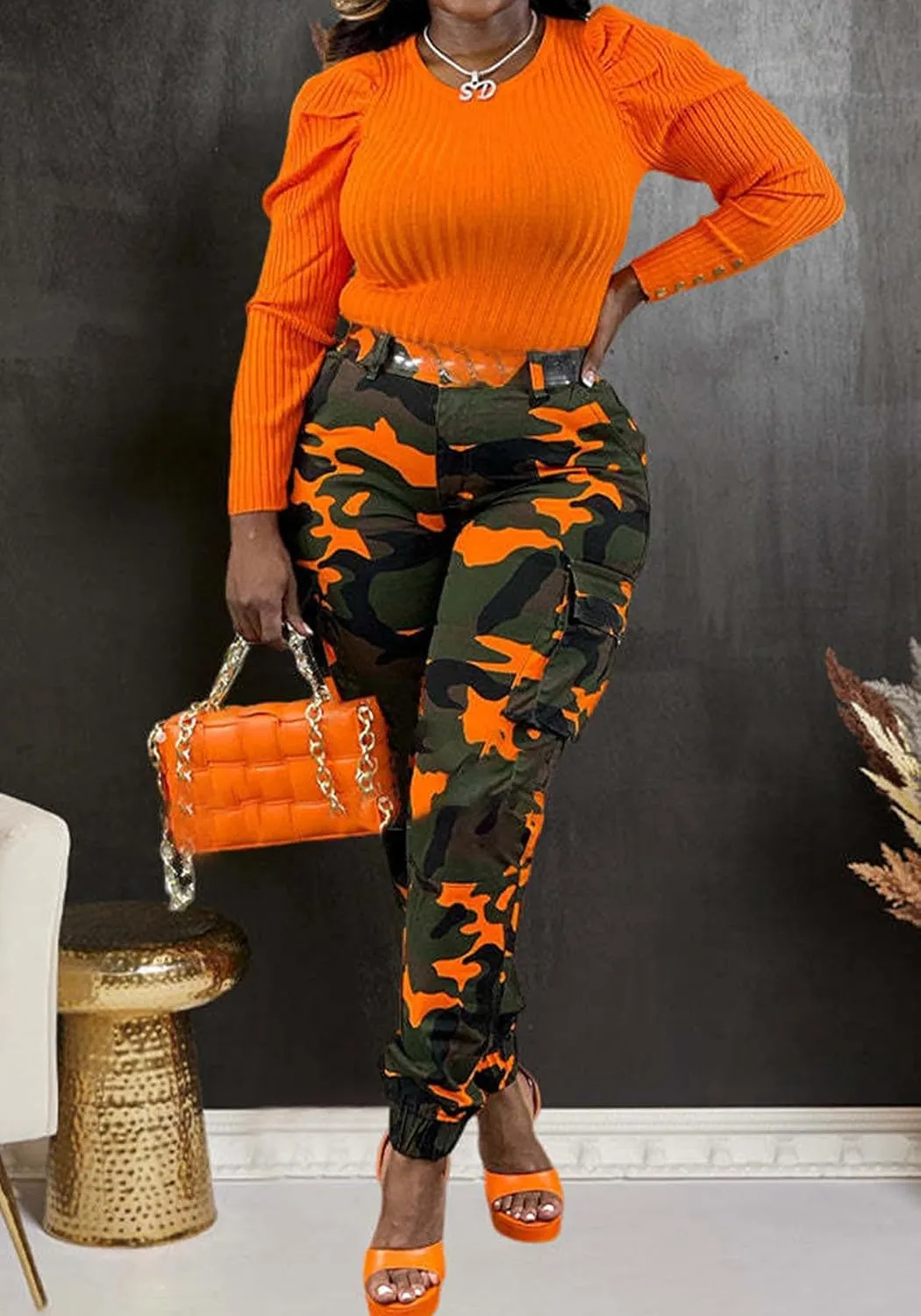 NRTHYE Women Camo Cargo Pants Camouflage Sweatpants Joggers Casual Army Fatigue Pants