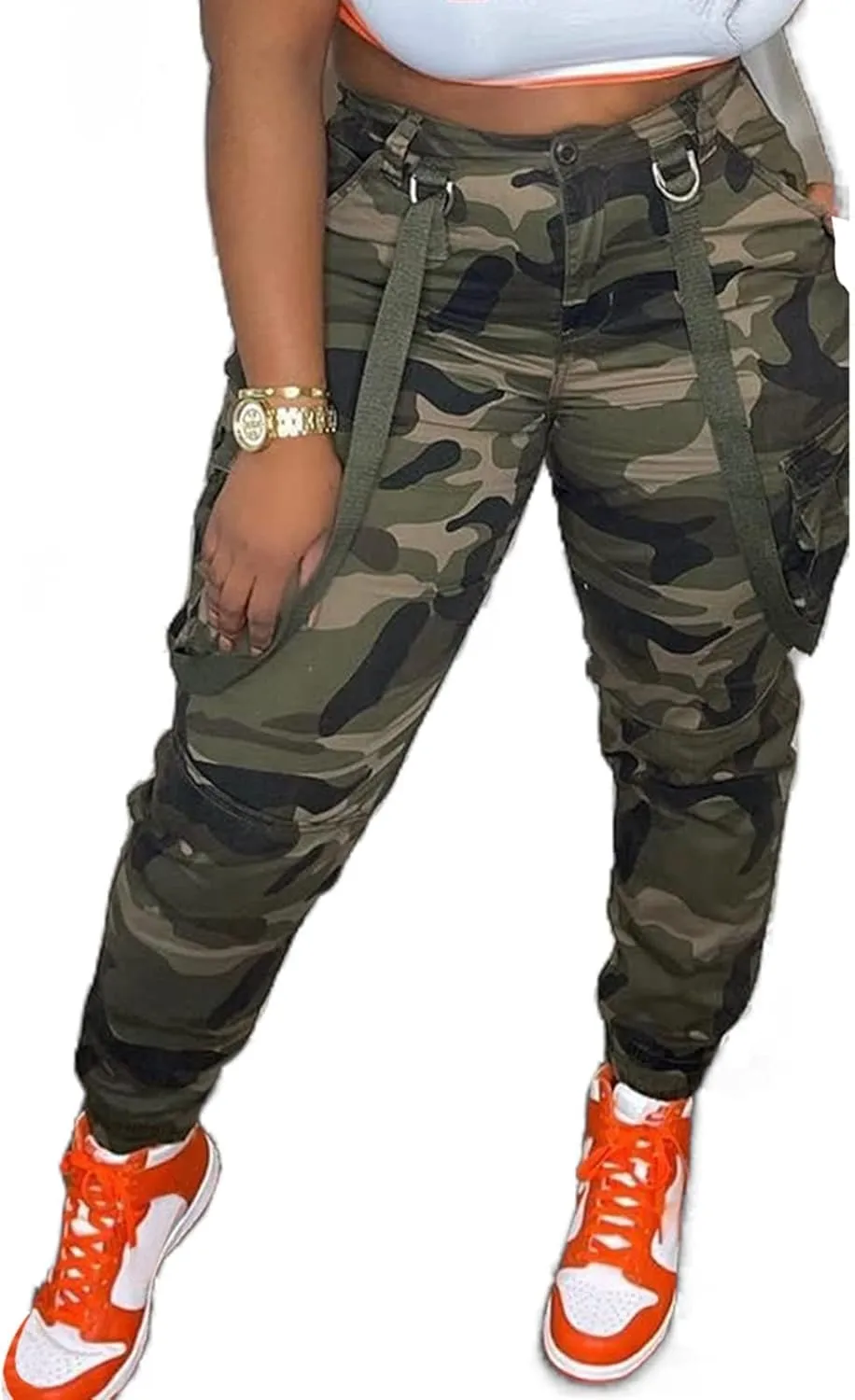 NRTHYE Women Camo Cargo Pants Camouflage Sweatpants Joggers Casual Army Fatigue Pants