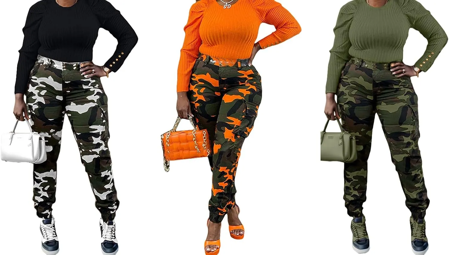 NRTHYE Women Camo Cargo Pants Camouflage Sweatpants Joggers Casual Army Fatigue Pants