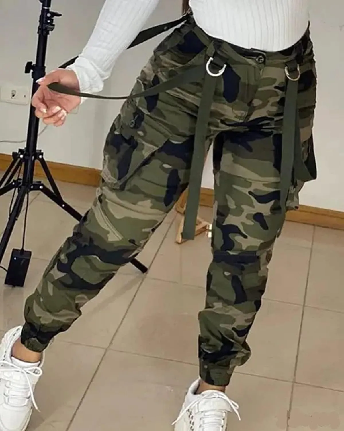 NRTHYE Women Camo Cargo Pants Camouflage Sweatpants Joggers Casual Army Fatigue Pants