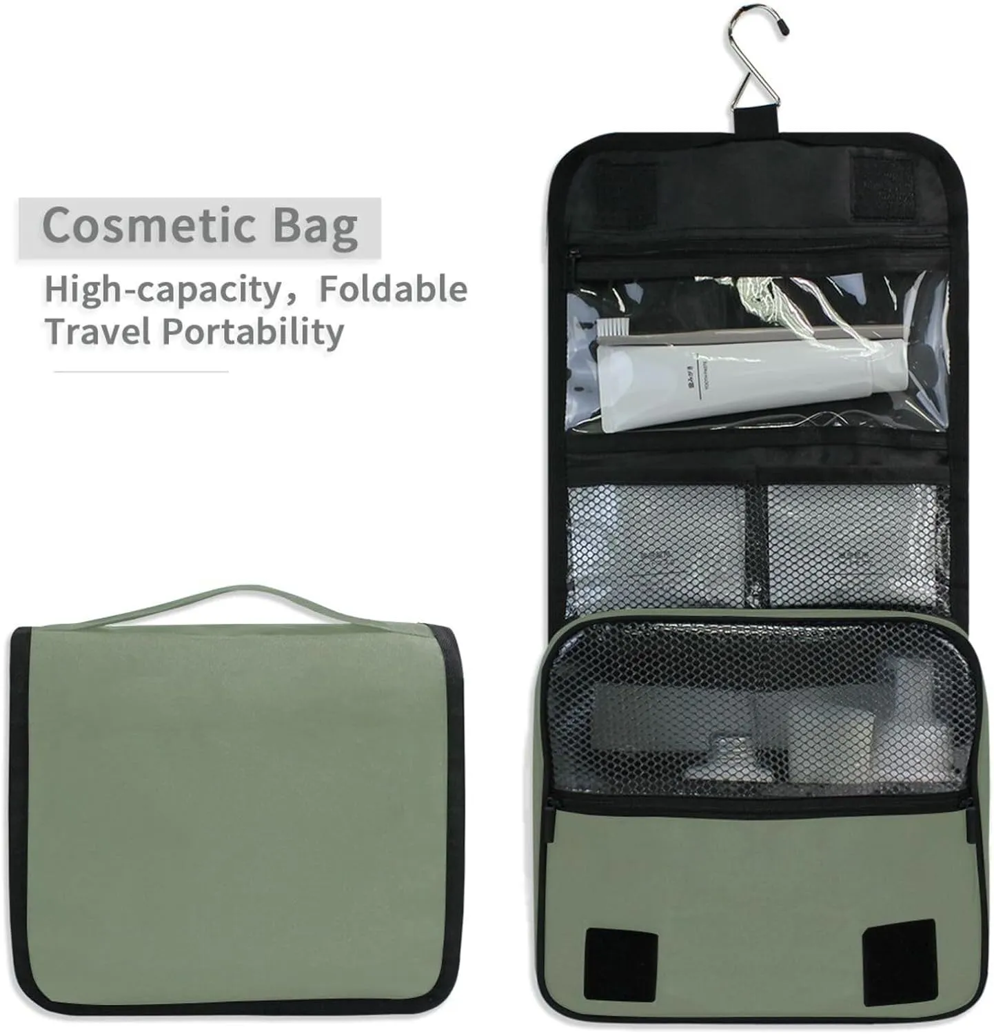 ODAWA Camouflage Green Toiletries Bag Cosmetic Bag Bathroom Storage Bag Spacious Toiletry Bag for Women and Men