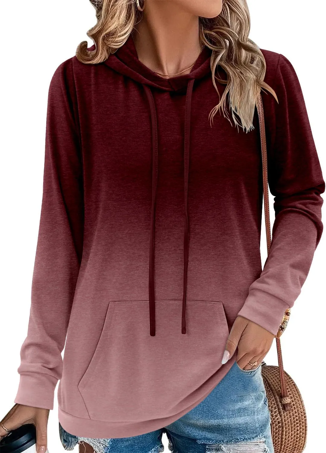 onlypuff Women's Pullover Hoodies Teen Girls Trendy Fall Fashion Tops Hooded Sweatshirts
