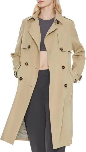Orolay Women's Long Trench Coat Double-Breasted Classic Lapel Overcoat with Belt