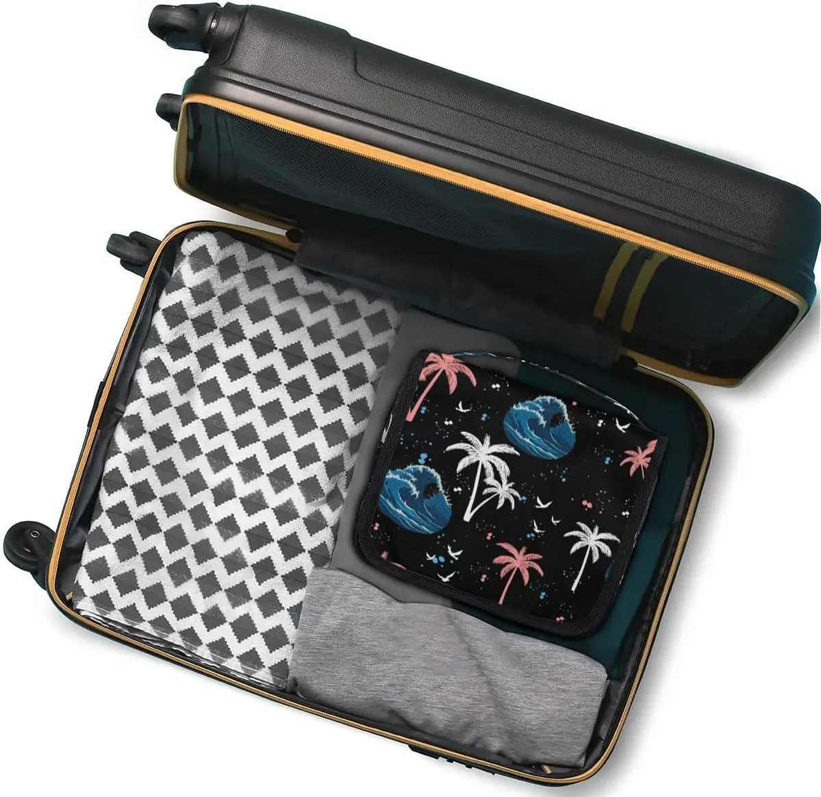 Palm Trees Hanging Toiletry Bag, Spacious Travel Toiletry Bag for Women Men, Cosmetic Bags for Women, Travel Makeup Bag Suitable for Business, Camping, and Fitness