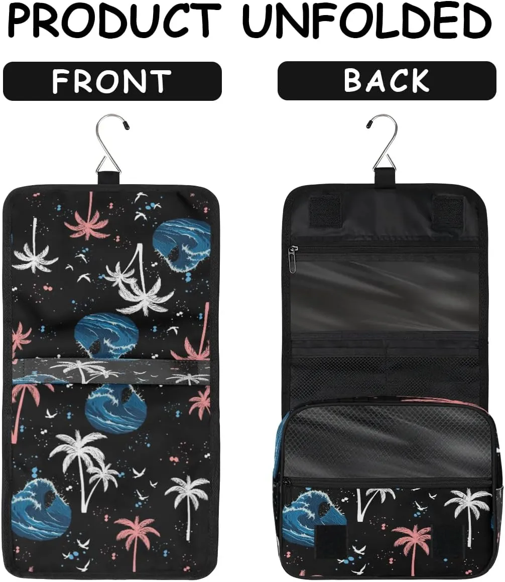 Palm Trees Hanging Toiletry Bag, Spacious Travel Toiletry Bag for Women Men, Cosmetic Bags for Women, Travel Makeup Bag Suitable for Business, Camping, and Fitness