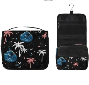 Palm Trees Hanging Toiletry Bag, Spacious Travel Toiletry Bag for Women Men, Cosmetic Bags for Women, Travel Makeup Bag Suitable for Business, Camping, and Fitness