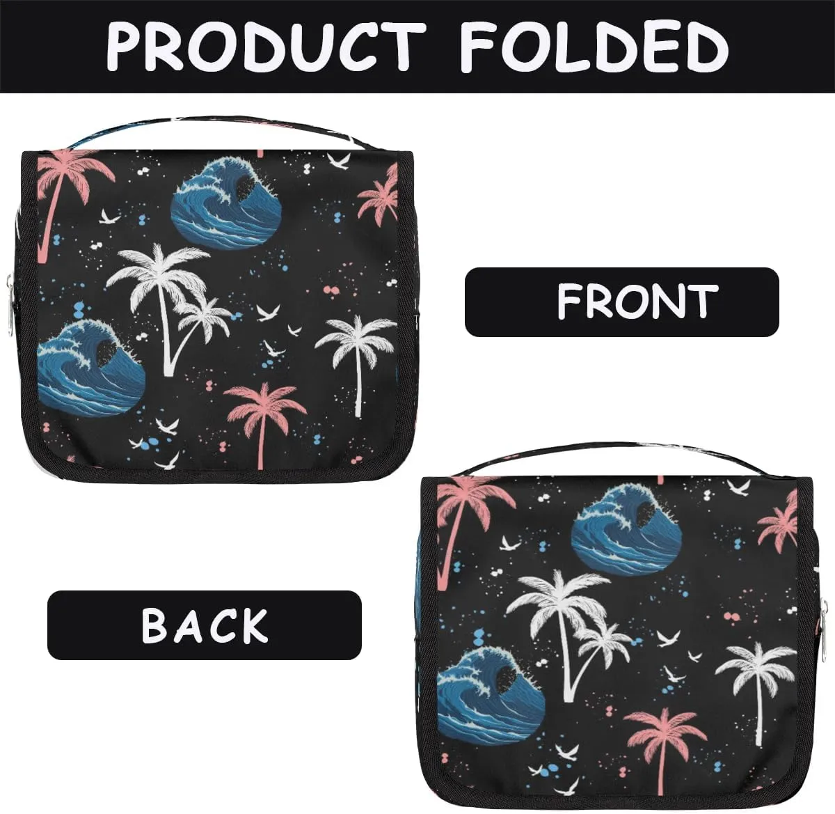 Palm Trees Hanging Toiletry Bag, Spacious Travel Toiletry Bag for Women Men, Cosmetic Bags for Women, Travel Makeup Bag Suitable for Business, Camping, and Fitness