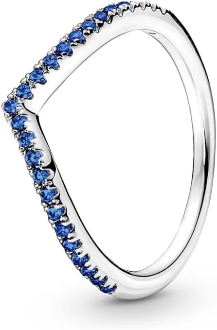 Pandora Timeless Wish Sparkling Blue Ring - Layering or Stackable Ring - Sterling Silver with Blue Man-Made Crystals - Gift for Her - Jewelry for Women with Gift Box