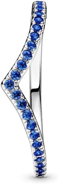 Pandora Timeless Wish Sparkling Blue Ring - Layering or Stackable Ring - Sterling Silver with Blue Man-Made Crystals - Gift for Her - Jewelry for Women with Gift Box