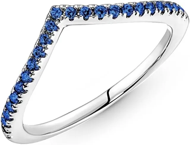 Pandora Timeless Wish Sparkling Blue Ring - Layering or Stackable Ring - Sterling Silver with Blue Man-Made Crystals - Gift for Her - Jewelry for Women with Gift Box