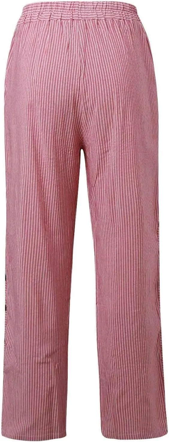 Pants for Women, Peasant Pants Straight Leg Linen Summer Casual Trendy Women