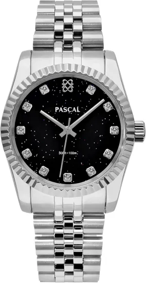 PASCAL Timeless Classic Diamond Watch for Men, Swiss Quartz Stainless Steel Watch, Scratch Resistant Sapphire Crystal, 10 ATM Waterproof, Luxury Dress Men's Wrist Watch