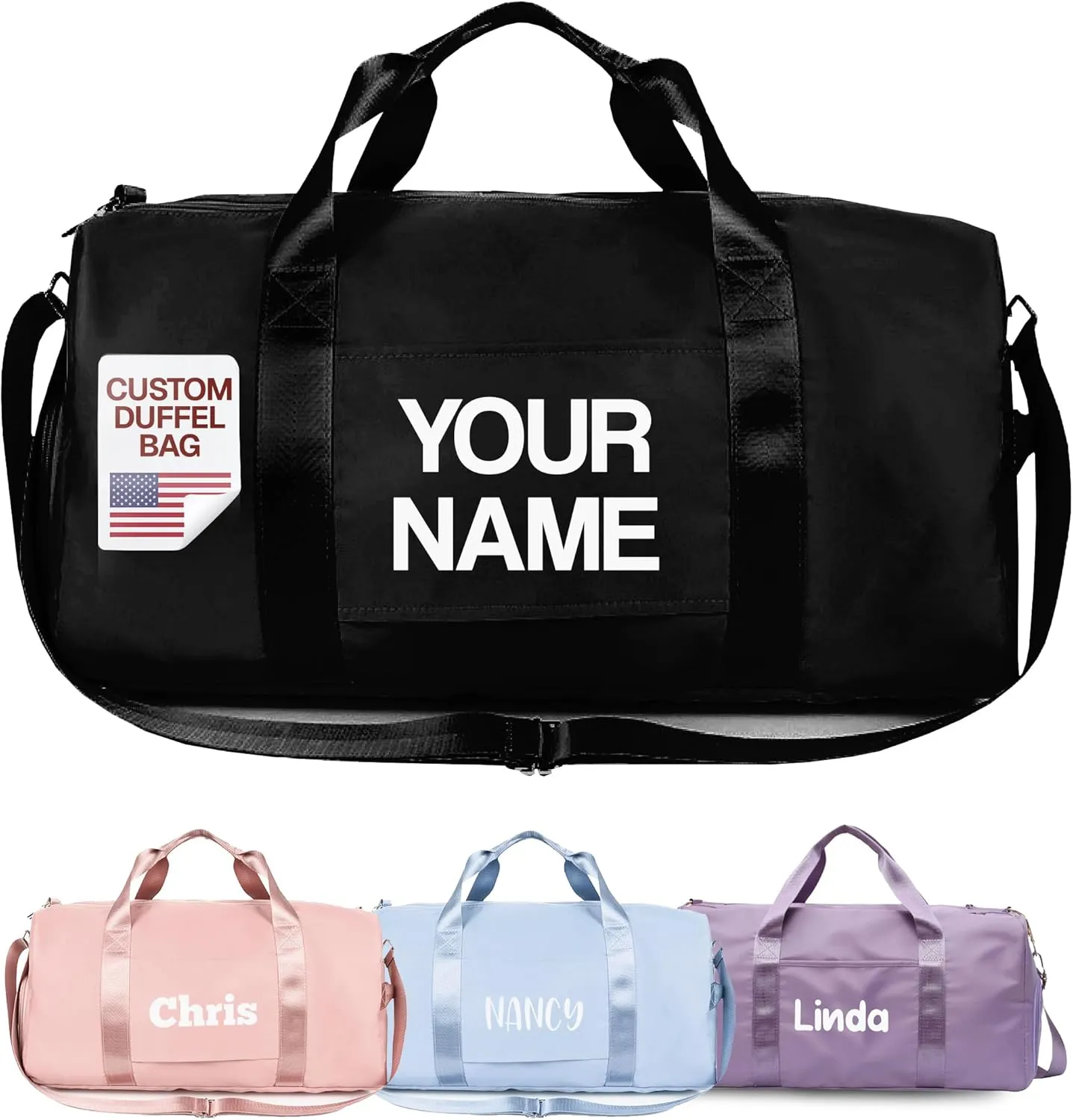 Personalized Duffel Bags - Weekender, Overnight Travel Bag with Wet/Dry Pockets & Shoe Compartment - Custom Bridesmaid/Groomsman Gift, Cheerleading Dance Pack, Durable Spacious Gym Tote