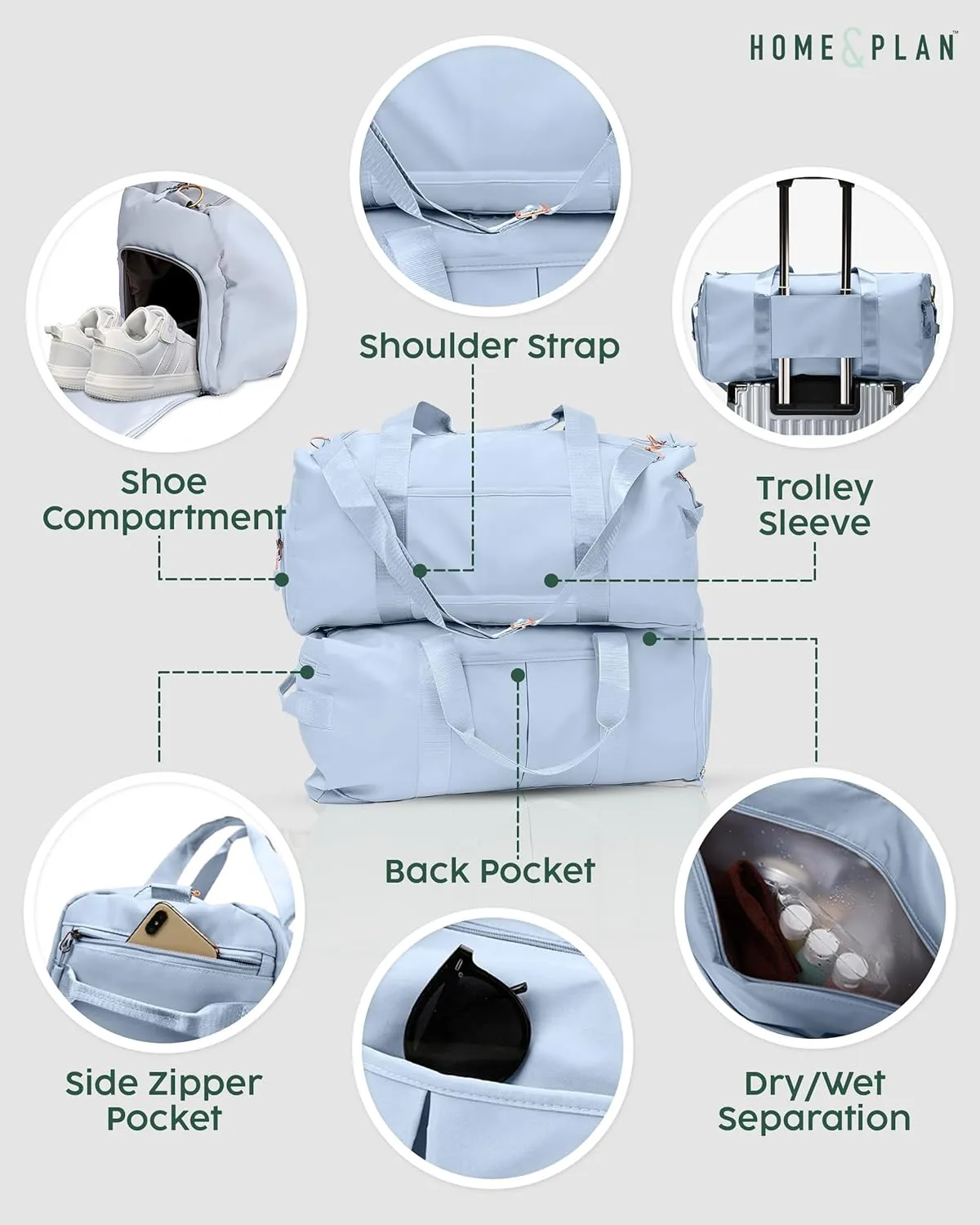 Personalized Duffel Bags - Weekender, Overnight Travel Bag with Wet/Dry Pockets & Shoe Compartment - Custom Bridesmaid/Groomsman Gift, Cheerleading Dance Pack, Durable Spacious Gym Tote