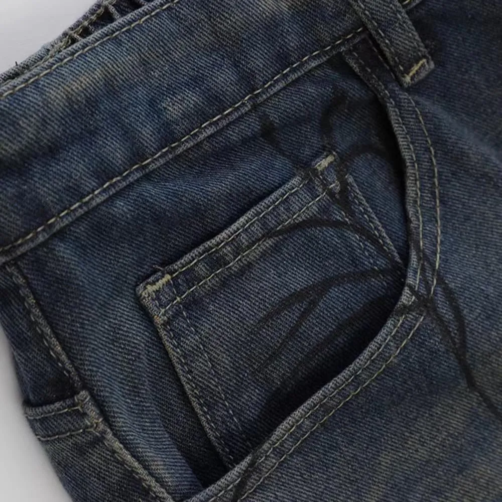 POHADON Y2K Blue Denim Shorts Summer Casual Loose Straight Leg Unisex Baggy Jeans Shorts Jorts Grunge Harajuku Streetwear