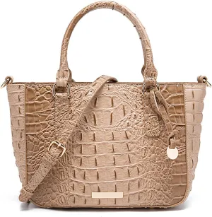 PU Leather Top Handle Handbag for Women Vintage Crocodile Print Large Capacity Satchel Daily Work Crossbody Shoulder Bagbag1013OWOISS